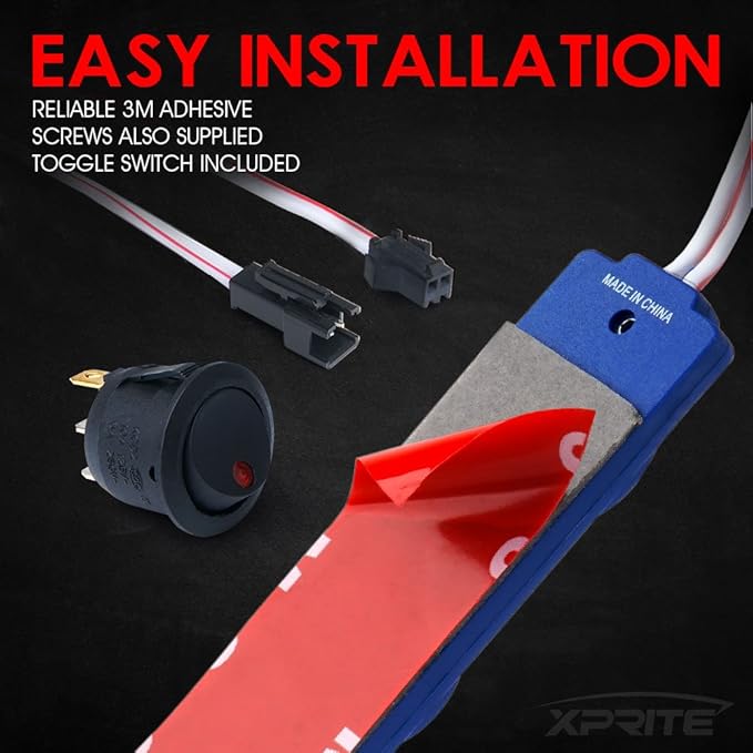 Xprite Blue LED Truck Bed Light Kits Rock Lights with On/Off Switch, for Pickup Footwells, Running Boards, Cargo, Under Car, Tonneau Cover, Rail Lighting - 8 PCs
