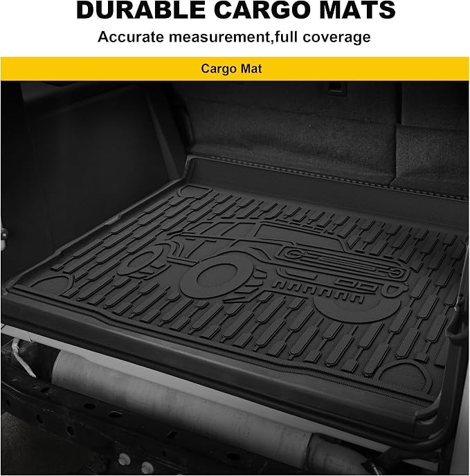 TTX LIGHTING Bronco 4-Door Cargo Liner - Custom Fit Trunk Mats for Ford Bronco 2021-2026 4 Door Cargo Mat All Weather Cargo Tray Black