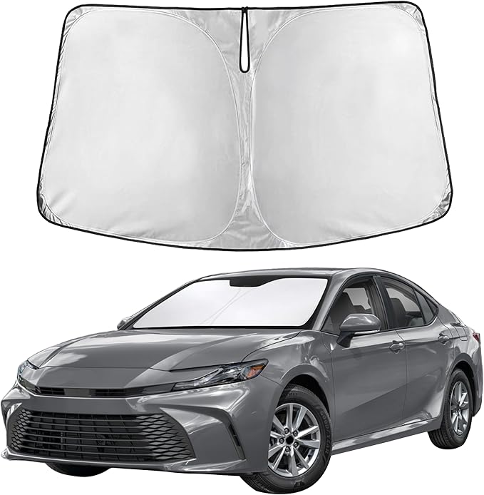 Autovir Windshield Sun Shade Fit for 2025-2024 2025 2026 Toyota Camry Sun Shade, Front Window Sun Visor, UV Protection, Heat Blocker, Foldable Car Accessories