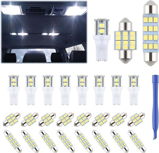 iFunyLED 24 Pieces Dome Light LED Car Interior Bulb Kit Set 194 T10 DE3175 578 31mm 42mm Bulbs Interior Replacement Lights for Car Map License Plate Door Side Marker Cornering Trunk Light - Cool White