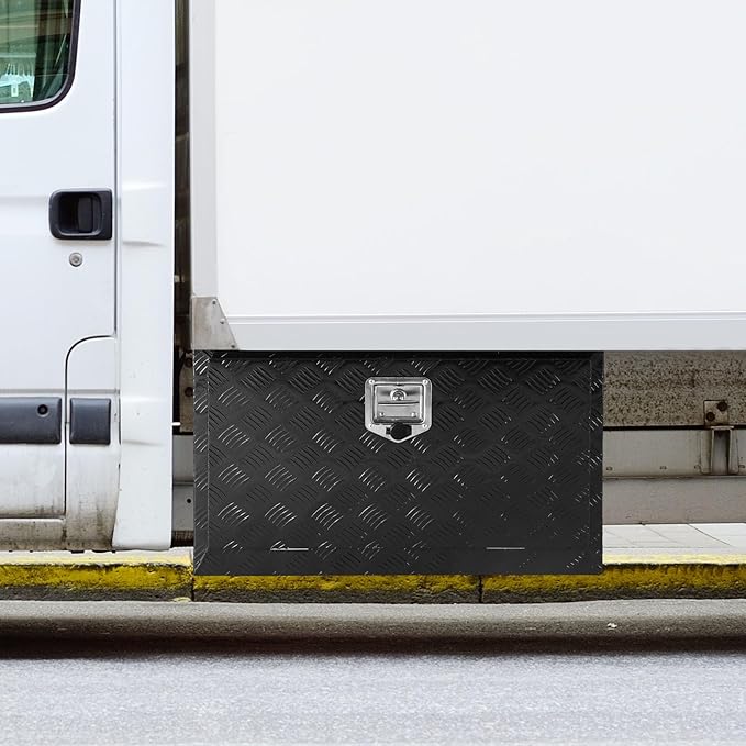 VEVOR Underbody Truck Box, 36"×14"×16" Pickup Storage Box, Heavy Duty Aluminum Diamond Plate Tool Box with Lock and Keys, Waterproof Trailer Storage Box with T-Handle Latch for Truck, Van, Trailer