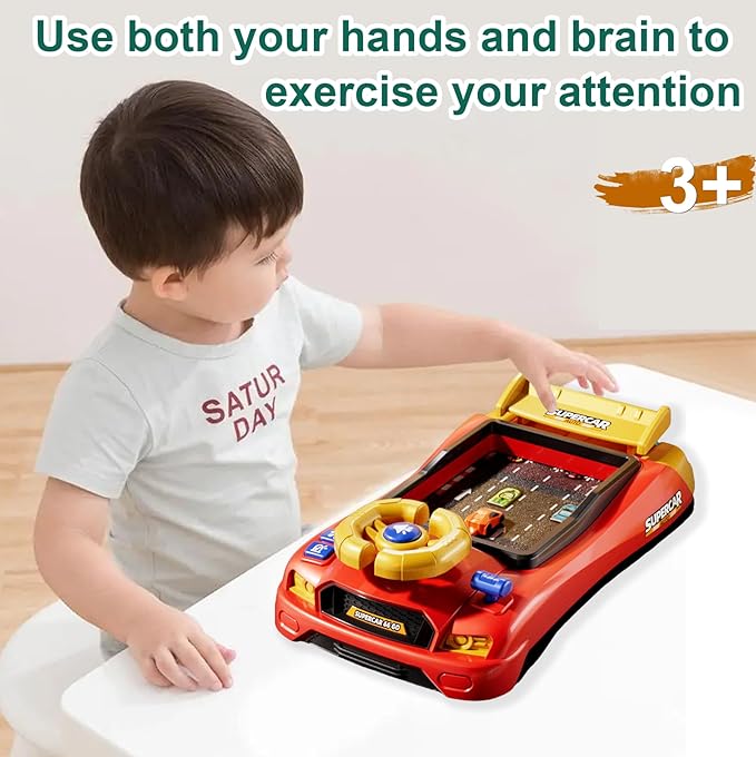 Racing Adventure Car Steering Wheel with 12 Music, Toddler Simulated Driving Racing Car Game with Reality Sound, Musical Steering Wheel Toys for Boys Girls Over 3 Years