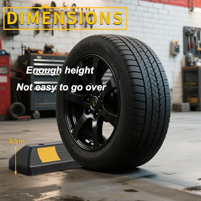 Parking Stopper for Garage Floor, Heavy Duty Rubber Car Wheel Curb Stoppers Bumpers Block for Your Vehicle, Parking Aid Gadgets Tire Stops for Home Garage Wall, Parking Lot & Driveway 1 Pack