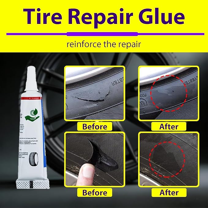 Tire Repair Rubber Nail, Vacuum Tire Repair Kits Spiral Rubber Nails，Fast Self-Service Tool for Car, Truck, Motorcycle, Tractor Tire Puncture Repair every tool you need for repair is included (Black)