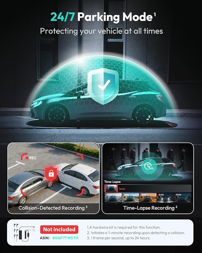 BOTSLAB G300 PLUS 4K DUAL Dash Cam Front and Rear [2026 Upgraded], STARVIS 2 Sensor, 64GB Card Included, Voice Control, 5GHz WiFi Dashcam Front and Rear Camera, GPS, WDR Night Vision, 24H Parking Mode