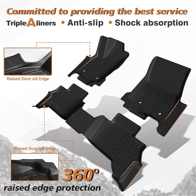 TripleAliners Fit for Toyota 2025 2026 4Runner Accessories Floor Mats All Weather Liners Custom Fit TPE Heavy-Duty 1st&2nd Row Waterproof Anti-Slip Floor Liners (Only for 5 Seats) Not for Hybrid Model