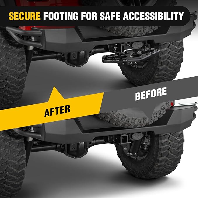 Nilight Tow Hitch Step for 2 Inch Receiver Heavy Duty Steel Universal Rear Bumper Guard Wide Non Slip Trailer Hitch Step Bar with Anti Rattle Stabilizer and 5/8 inch Pin Clip Fits Pickup Truck SUV Van