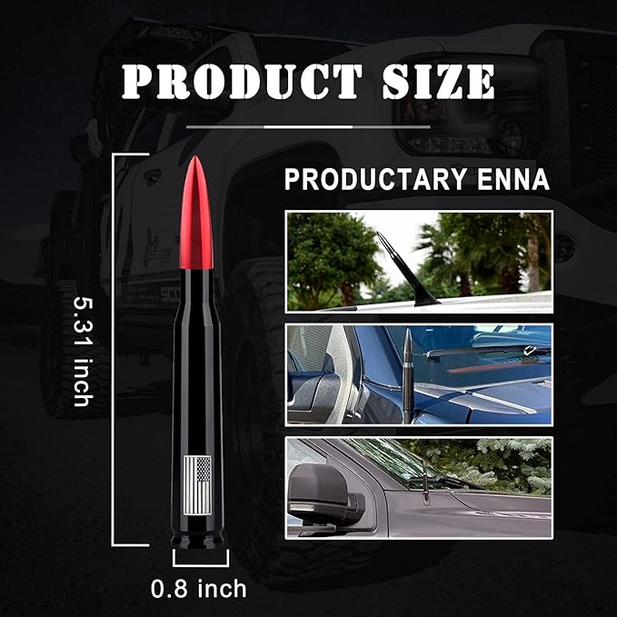 Ajxn 1 PC Car Truck Bullet Antenna, Automobile Antenna Mast, Suitable for GM Chevy Silverado 1500 3500 HD Avalanche GMC Sierra 1500 3500 Denali Heavy Duty Pickup Trucks Accessories (Red)