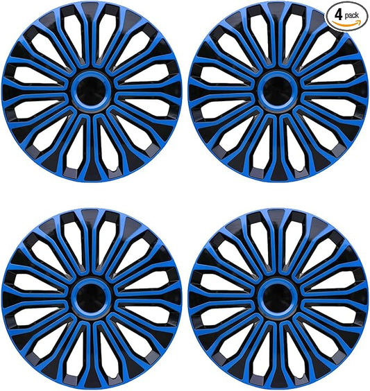ABX Hubcaps,16 inch hubcaps Set of 4, Wheel Rim Cover ABS Material, Snap On Car Truck SUV Replacement, for Toyota Camry Nissan Mazda etc, Black&Blue