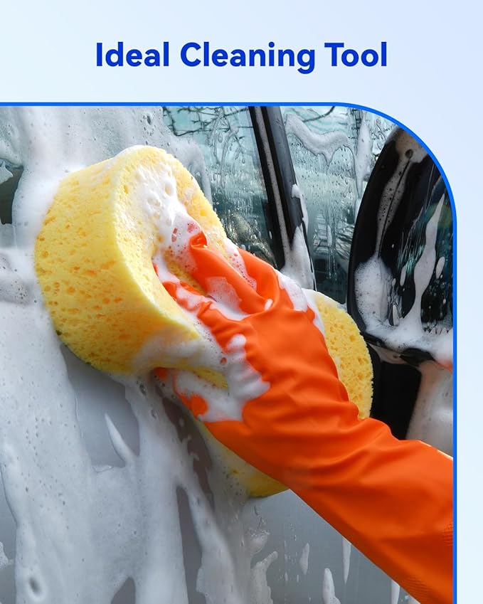 Temede 5-Pack Car Wash Sponges, 9.1" x 4.3" x 2.4" Large Sponges, Extra Thick Foam Kit for All-Purpose Cleaning, Ideal Washing Sponges for Kitchen, Bathroom, Household