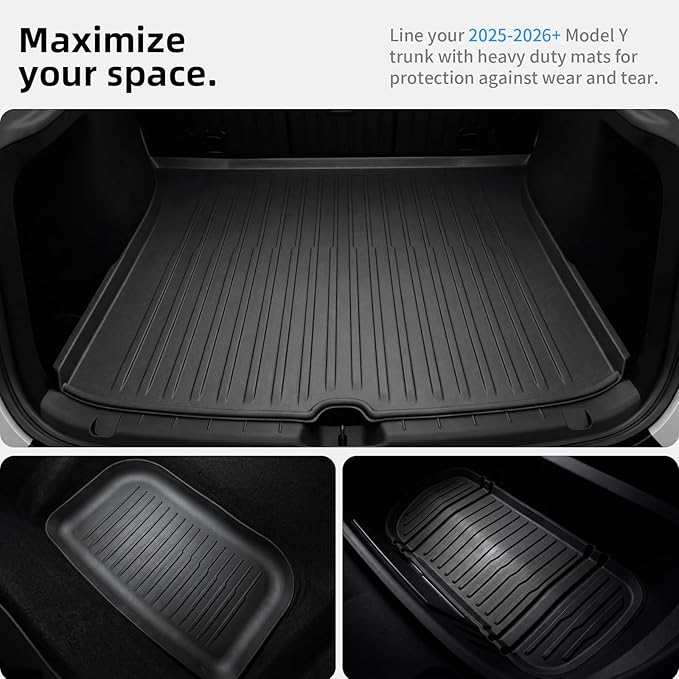 6 Pcs Liners for Tesla Model Y Juniper Accessories New 2025 2026(Not Fit Standard) All Weather Floor Mats Front Frunk Rear Trunk Mats Cargo Liner TPE Anti-Slip 5-Seater