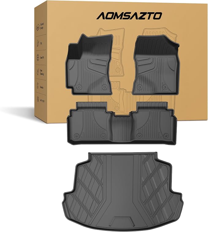 Automotive Floor Mats & Cargo Liners Compatible with 2014 2015 2016 2017 2018 2019 Toyota Corolla Floor Mats & Trunk Mat Set, All Weather TPE Floor Liners Cargo Mats (Not fit Hatchback Model).