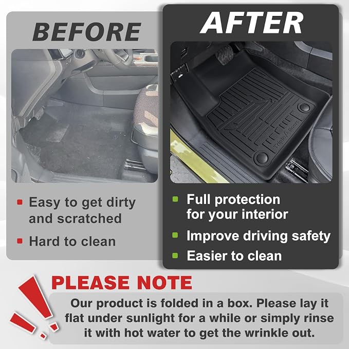 TripleAliners All Weather Floor Mats Compatible with 2025 2026 Nissan Kicks Interior Accessories 1st & 2nd Row Floor Liners Custom Fit Anti-Slip TPE Full Coverage Protection Waterproof Car Mats