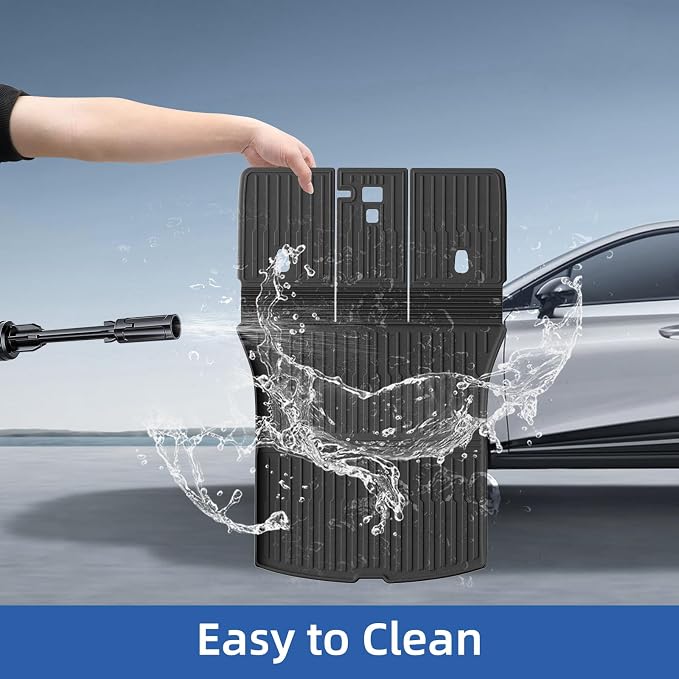 LUCKEASY Cargo Liner with Backrest Mat Fits for Tesla Model Y Juniper 5 Seat 2025 2026 (Not Fit Standard) Trunk Mat All Weather TPE Car Accessories Fit Juniper 2026 Black