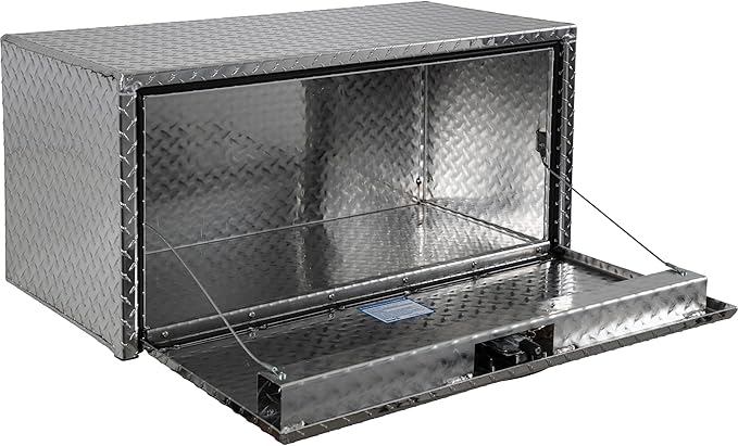 Buyers Products 1705105 Silver Diamond Tread Aluminum Underbody Truck Box with T-Handle Latch, 18 x 18 x 36 Inch, Durable Contractor Toolbox For Organization And Storage, Job Tool Chest