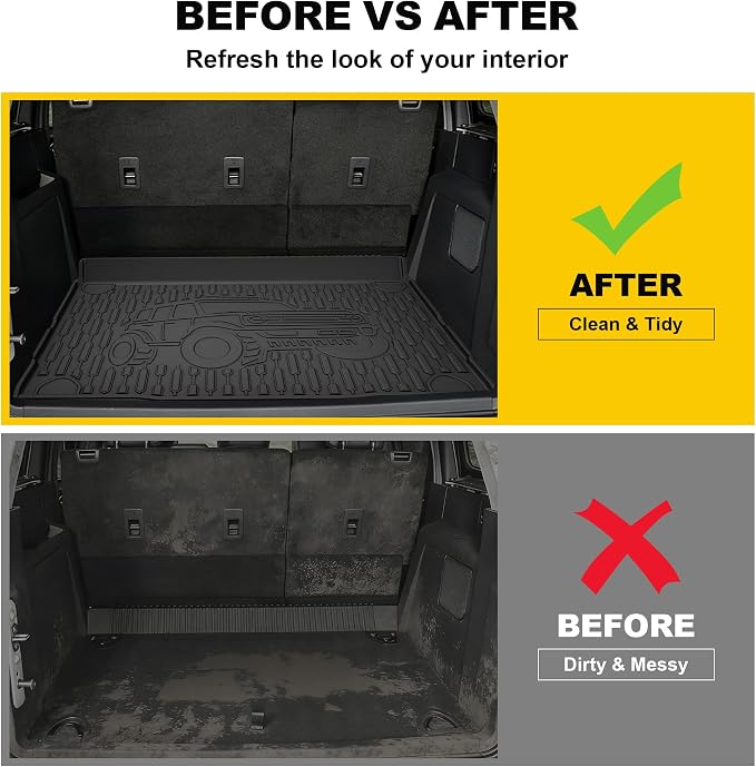 TTX LIGHTING Bronco 4-Door Cargo Liner - Custom Fit Trunk Mats for Ford Bronco 2021-2026 4 Door Cargo Mat All Weather Cargo Tray Black