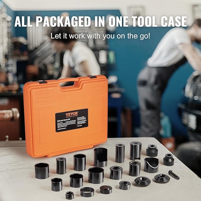 VEVOR Ball Joint Press Kit, 23 pcsTool Kit, C-Press Ball Joint Removal and Install Tools, for Most 2WD and 4WD Cars, Including 2-9/64 Inch,1-59/64 Inch Ball Joint Sockets Compatible with Chrysle
