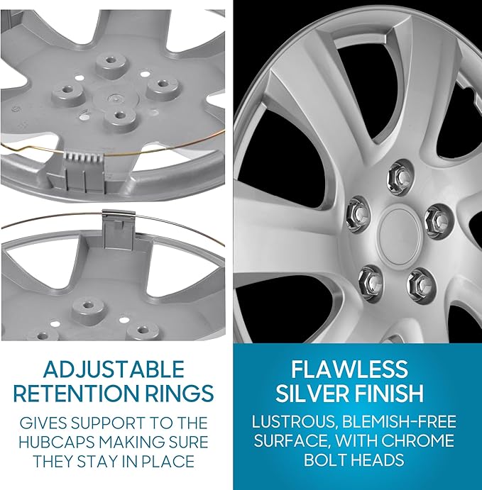 BDK Hubcaps Wheel Covers For Toyota Camry 16 Inch Hubcaps Set Of 4, Snap-on Direct OEM Replacement For Toyota Camry Hubcaps 16 Inch Wheel Covers Impact-Resistant High Durability (Full Set of 4)