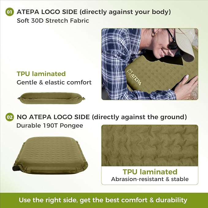 ATEPA Inflatable Seat Cushion, Compact Self-Inflating Seat Cushion for Stadium Airplane Air Travel Bleacher Camping, Blow Up Foam Seat Pad for Outdoor Sports Events Backpacking Hiking Sitting