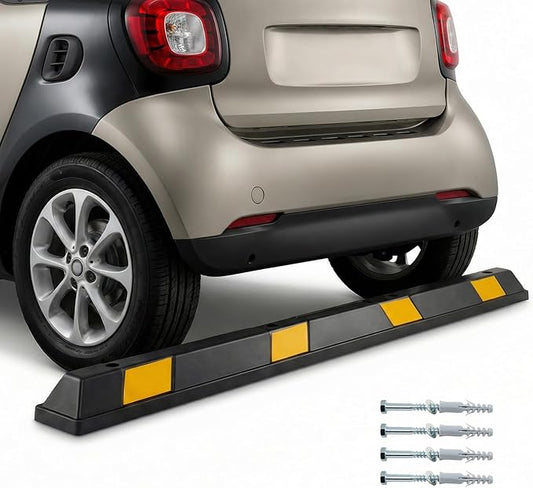 Goplus Parking Block, 72” Rubber Parking Bumpers with 8 High Reflective Yellow Safety Stripes, Heavy Duty Parking Target, Garage Wheel Stoppers Parking Curb for Car, Truck, RV and Trailer