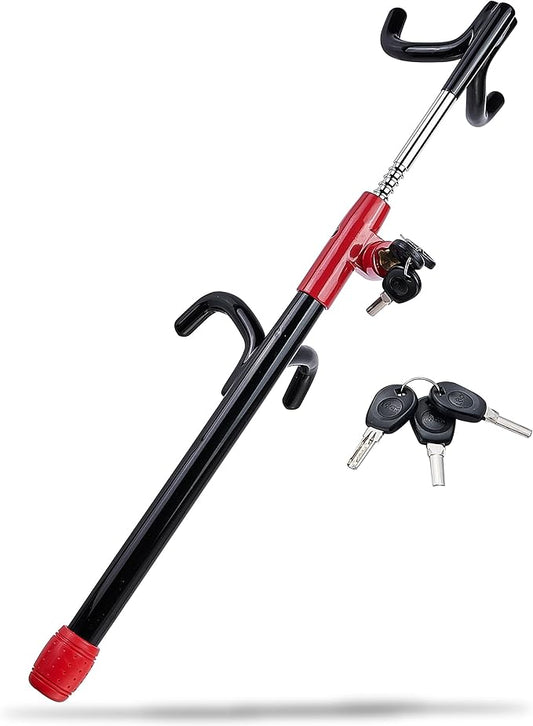 Dodomes Steering Wheel Lock Anti-Theft Heavy Duty Secure Car Device, Adjustable Length Clamp Double Hook Locks Universal Fit Black