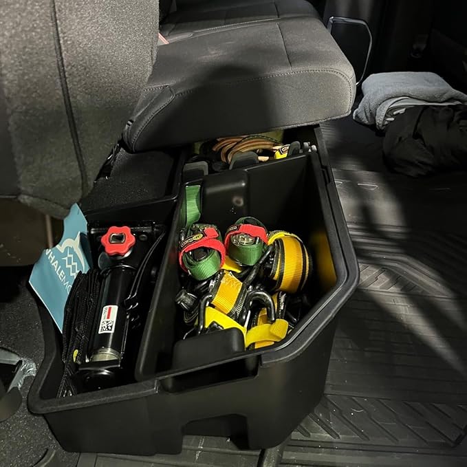 WHALEMOTOR Underseat Storage Compatible with 2020-2026 Chevy Silverado/GMC Sierra 1500(Inclu. 2019 New Gen)&2500 3500 HD Crew&Double Cab, Upgraded Rear Under Seat Organizer Cargo Box