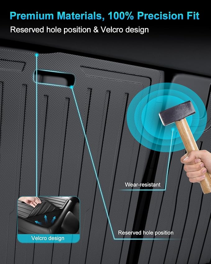 Cargo Mat Compatible with Tesla Model 3 2018-2023, Heavy-Duty TPE Trunk Liner Rear Seat Back Protector Model 3 Accessories Custom Fit Trunk Mat- 5PCS