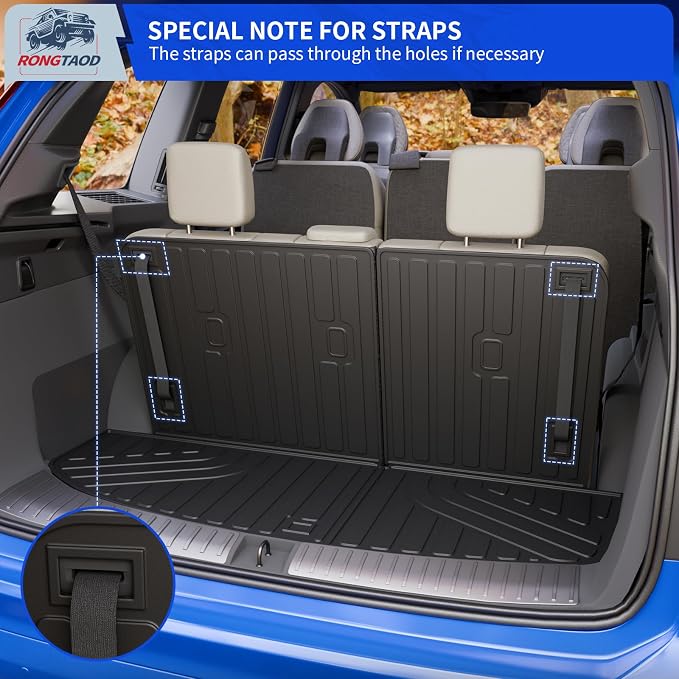 Rongtaod Cargo Mat Compatible with 2026 Hyundai Palisade Gas Trunk Mat Trunk Liner Cargo Liner Back Seat Cover Protector TPE All Weather Palisade Accessories (Trunk Mat with Backrest Mat)