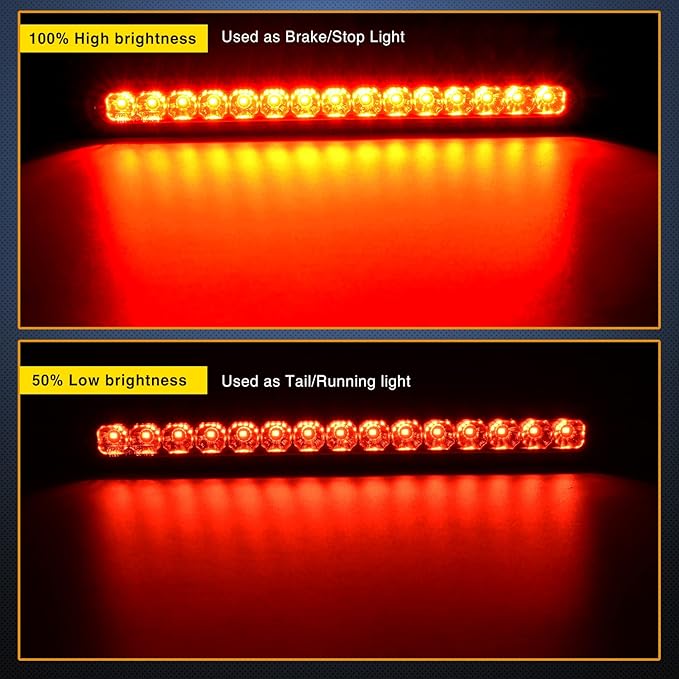Nilight 2PCS 10Inch 15 LED Red Trailer Light Bar for Park Stop Turn Tail Brake Lights IP67 Waterproof Marker ID Clearance Strip for Truck Golf Cart Pickups Boats