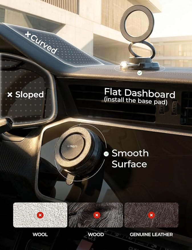 LISEN Suction Phone Mount for Vacuum, 360 Adjustable Vacuum Magnetic Phone Holder for Car [All Metal & Nano Gel Super Strong Suction] for Magsafe Car Mount for iPhone 17 Pro Max 16 15 14 13 12