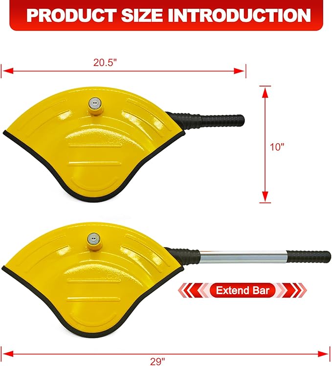 KAYCENTOP Universal Steering Wheel Lock Anti-Theft Car Devices Half Cover, Security Wheel Locks for Car, Adjustable Car Wheel Lock Fit Most Vehicle, Great Deterrent Yellow