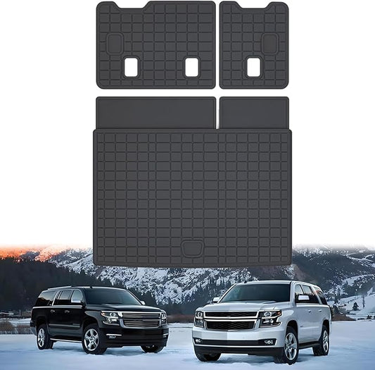 Cargo Mat for 2015-2020 Chevy Chevrolet Suburban/GMC Yukon XL/Cadillac Escalade ESV & Backrest Mat,TPE All Weather Protection Trunk Mat Covering The Backrest with Velcro Fastener Accessories