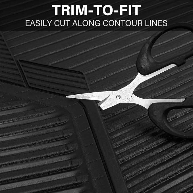 CAR PASS Black Rubber Car Floor Mats & Cargo Liners, All Weather Car Mats & Trunk Mats,Waterproof Automotive Floor Mats Trim to Fit for Most Cars Sedans SUVs Vans, Durable Heavy Duty Anti-Slip,Black