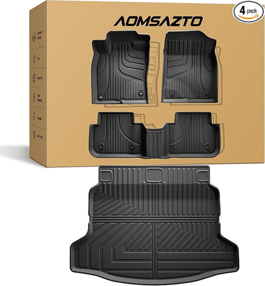 Floor Mats & Cargo Liner Fit for 2022-2026 Honda Civic Hatchback Sport/EX-L/LX - Original All Weather TPE Floor Liners Trunk Mat Civic Hatchback Accessories Cargo Tray (Not for Hybrid/Sport Touring)