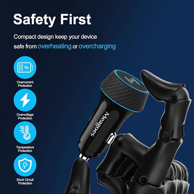 2 Pack 90W USB C Car Charger Super Fast Charging for iPhone 17 Pro Max/Air/16/15/iPad, Samsung S26 Android Phone, Dual 45W PD Port Auto Accessories, 12V Cigarette Lighter Adapter + 10 ft Type C Cord