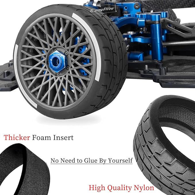 RC Wheels and Tires On Road Tire Tyre for 1/7 Arrm a Felony 6S BLX,17mm Hex Plastic Wheels RC Truck Tires Highway Tire On Road Tyre,4pcs,Grey