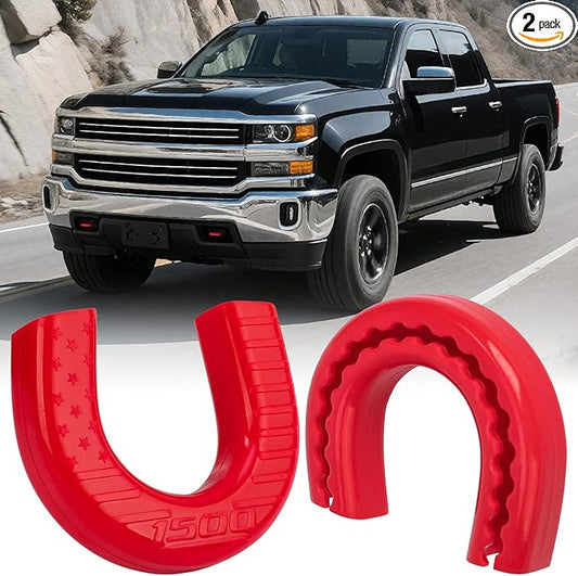 Tow Hook Covers Compatible with Chevy Silverado 1500,Custom Front Accessories for Silverado 1500 2007-2025,Unique Design,Anti-Rust & Weather Protection,Easy No-Tool Install (Red)