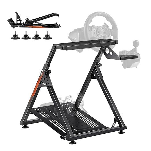VEVOR Racing Wheel Stand, Adjustable & Foldable Simulator Stand for Logitech G923 G920 G29 G27, Thrustmaster T300RS TX F458 T500RS T3PA-PRO(F1/GT) Gaming Cockpit,Pedals Simulator NOT Included,Compact