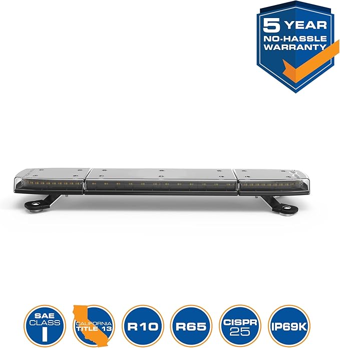ECCO LED Light Bar 24 Inch Single Row Flood Beam Amber White Magnet Mount 84W LED Off Road Lights for Trucks Commercial Vehicles, 5 Year Warranty