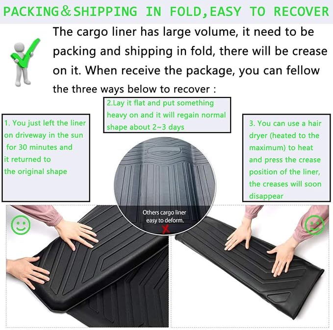 Cherokee Cargo Liners - All-Weather Protection Rear Cargo Trunk Tray Floor Mats Compatible with 2019 2020 2021 2022 2023 Jeep Cherokee, 3D Modeling Waterproof Durable TPO Accessories Custom-Fit