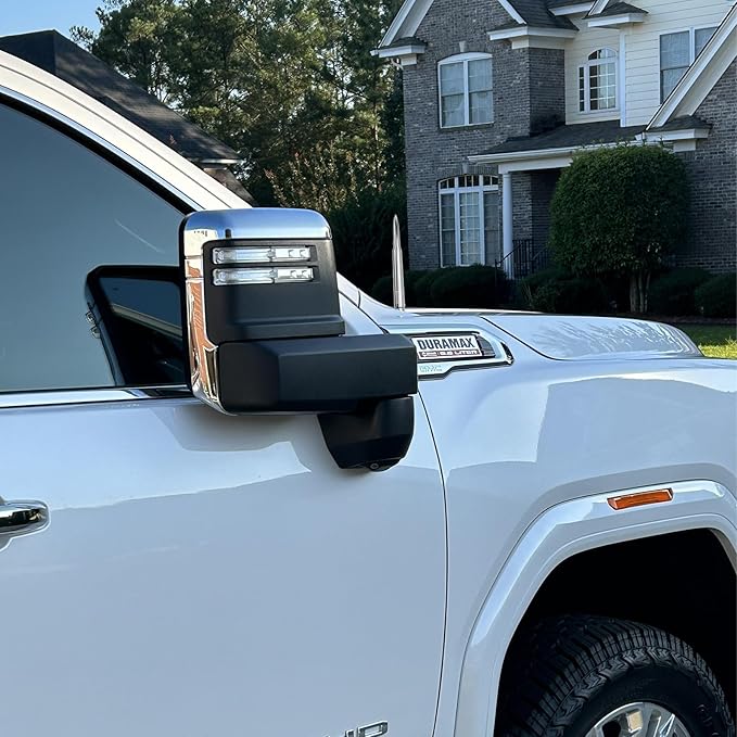 Car Truck Antenna with Tire Valve Caps American Flag Universal Short Replacement for GMC Sierra Chevy Silverado Dodge Ram 1500 2500 3500 Ford F150 F250 F350 Super Duty Raptor Accessories, Chrome