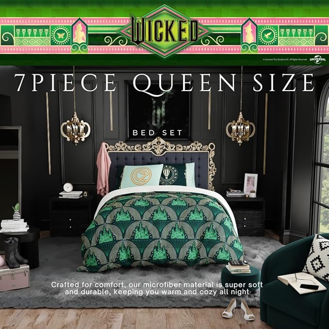 Collectibles Wicked Lux Bedding 7 Piece Super Soft Reversible Comforter and Sheet Set with Sham, Queen, (Officially Licensed Product) by Franco