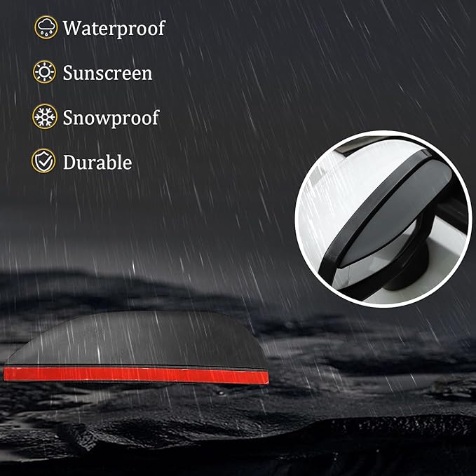Pincuttee 2PC Side Mirror Visor Rain Guards,Car Rear View Mirror Rain Cover,Silicone Rain Shield,Mirror Cover Rubber Visor Guard(Solid-Black,2Pack)