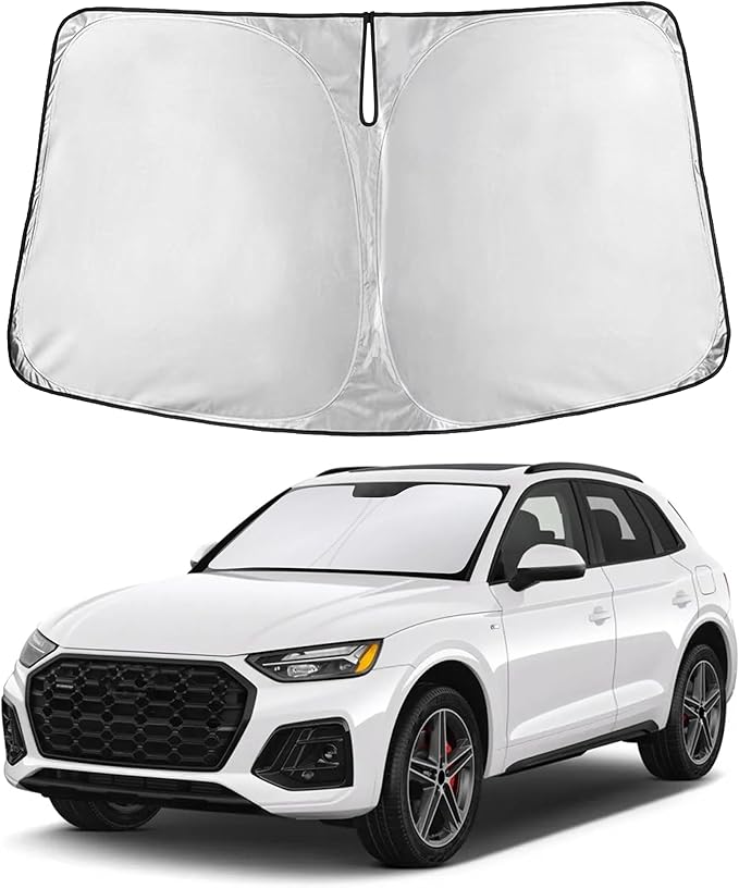 Autovir Windshield Sun Shade Fit for 2018-2024 2025 2026 Audi Q5 Sun Shade, Front Window Sun Visor, UV Protection, Heat Blocker, Foldable Car Accessories