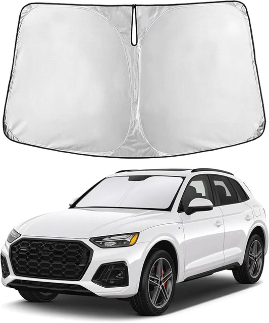 Autovir Windshield Sun Shade Fit for 2018-2024 2025 2026 Audi Q5 Sun Shade, Front Window Sun Visor, UV Protection, Heat Blocker, Foldable Car Accessories
