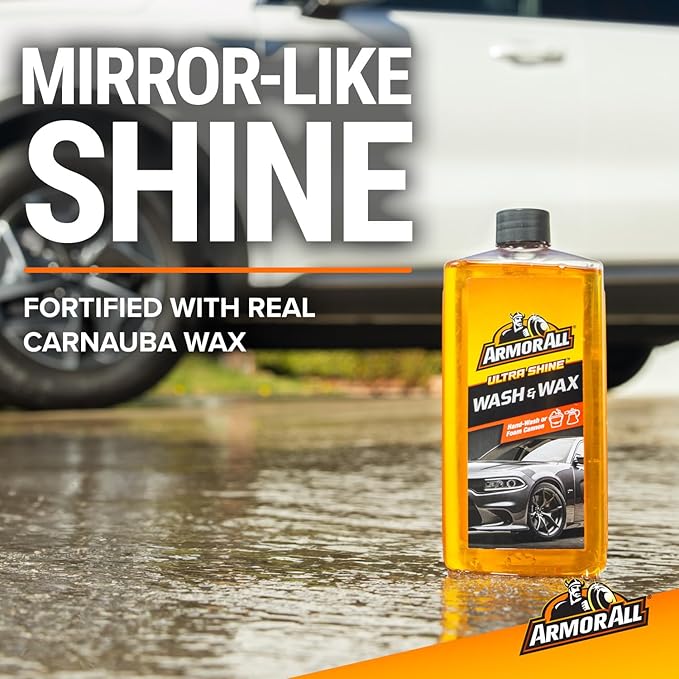 Armor All Ultra Shine Car Wash and Wax, 16 fl oz Bottle, Car Soap with Carnauba Wax for Hand Wash or Foam Cannon