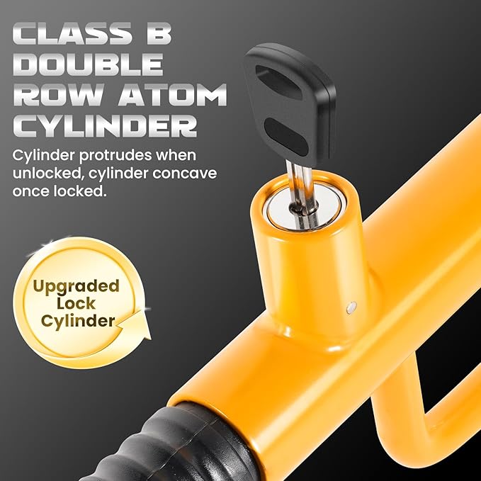 LAMA Heavy Duty Steering Wheel Lock Car Anti-Theft Device, Universal Vehicle Steering Wheel Lock Car Anti Theft Security Lock for Cars Trucks Vans and SUVs(Yellow)