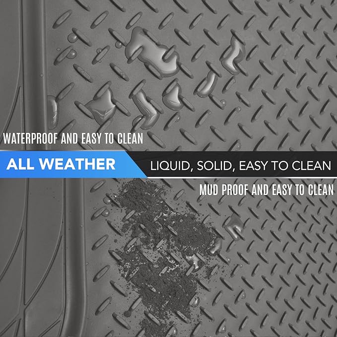 PIC AUTO Heavy Duty Cargo Liner, Trimmable All-Weather Rubber Trunk Mat for Cars, SUVs, Vans & Trucks, Anti-Slip Backing, Durable Protection, Large, Gray