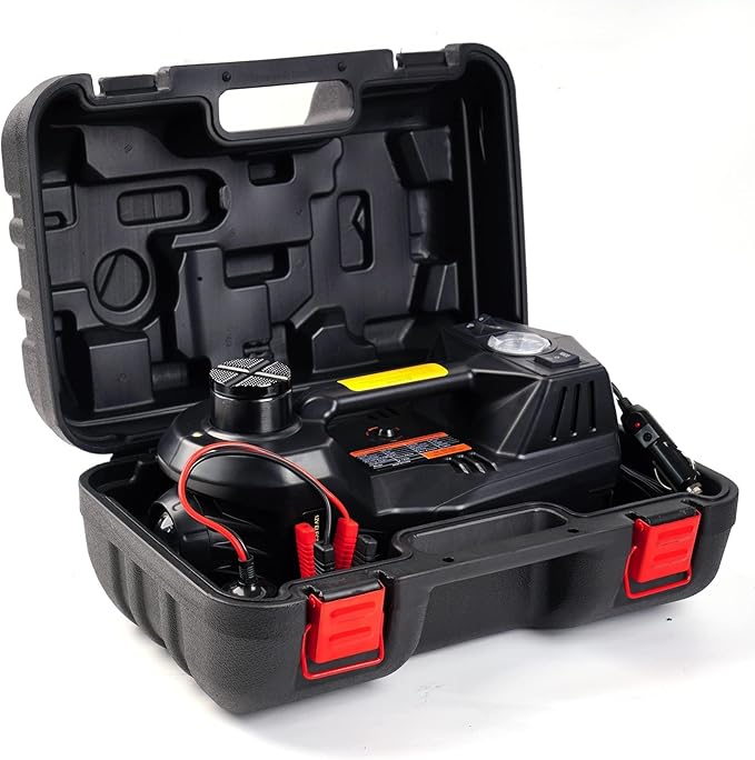 Electric Car Jack 5 Ton 12V Floor Jack with Inflator Pump Portable Hydraulic Jack Vehicle Lift for Car SUV Sedan MPV Tire Change with Led Light