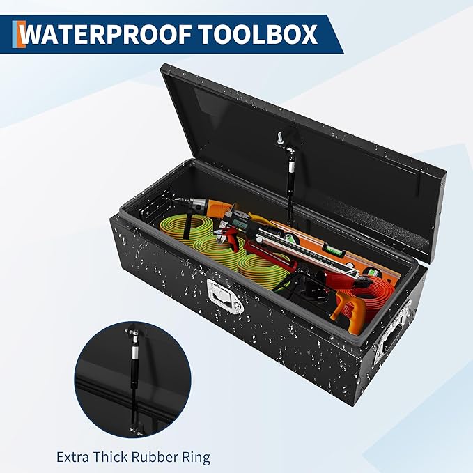 20 Inch Heavy Duty Steel Truck Bed Tool Box Truck Car Outdoor Trailer Pickup Toolbox, RV Storage Organizer w/Lock & Keys